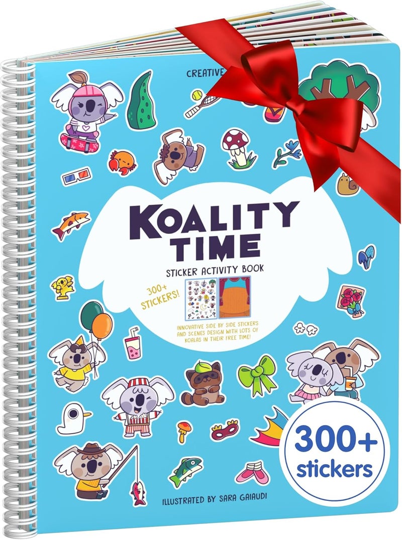 CUPKIN Koalas Sticker Book Activity for Kids, Toddler Airplane Travel Essentials, 300+ Koala Stickers for Children + 8 Scenes + Coloring Pages, Koala Bear Lover Gift Kids Crafts for Ages 2–8 - Image 1